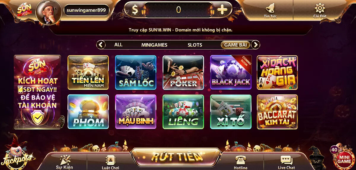 Alt text: Giao diện game bài Sunwin