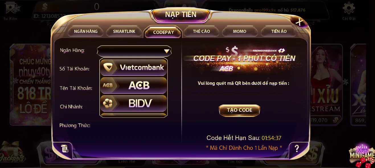 Nạp tiền game bài đổi thưởng